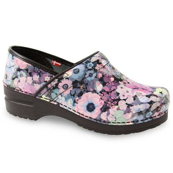 Women's Closed Back Clog, Printed Patent Leather Upper, Polyurethane Outsole, Multicolor, Size 5.5-6